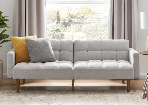 Vista 19 de mopio Sofá cama futón de 76.4 pulgadas, sofá biplaza, sofá cama, sofá futón moderno de mediados de siglo, sofá cámara, sofás para sala de estar
