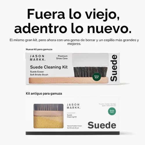 Vista 2 de Jason Markk Kit de limpieza de gamuza, limpiador de zapatos, juego de 2 piezas, borrador de cepillo y manchas, cuidado de tenis, ideal para calzado