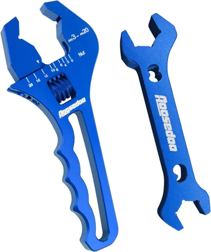 Vista 9 de Llave de ajuste ajustable para accesorios AN de 3AN-16AN, llave de manguera de aluminio ligera de extremo plano negro con un zócalo de 6AN-AN8