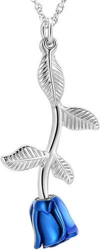 Vista 11 de Shajwo - Collar de urna con flor de rosa para cenizas, joyería de cremación para mujeres y niñas, dije conmemorativo, colgante de urna para cenizas