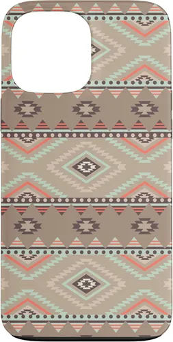 Vista 24 de Funda rústica para iPhone 16 con patrón azteca occidental bohemio
