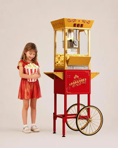 Vista 24 de Máquina de palomitas de maíz de 8 onzas con carro, máquina para hacer maíz con ruedas y hervidor de acero inoxidable que hace hasta 32 tazas
