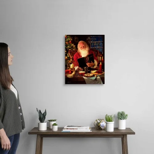 Vista 2 de Lienzo decorativo para pared, diseño de Papá Noel, ilustraciones navideñas