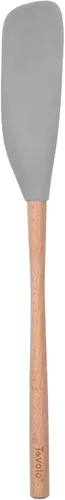 Vista 6 de Tovolo Rascador de tarro de núcleo flexible con mango de madera, espátula larga de silicona para tarros de gelatina de mantequilla de maní, Carbón