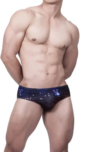 Vista 3 de UXH Traje de baño para hombre, con relleno, sexy, para natación, playa, surf, natación, traje de baño
