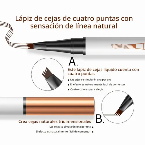 Vista 3 de Yulinlon Q707 - Lápiz de Cejas Preciso de 4 Puntas, Lápiz de Cejas Impermeable de Larga Duración, para Cejas Naturales y Definidas, Fácil de Usar
