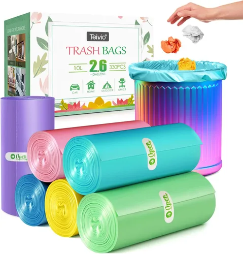 Vista 20 de Bolsas de basura fuertes de 1.2 galones, 220 unidades, bolsas de basura para baño, bolsas de plástico pequeñas para la oficina en casa, cocina, se