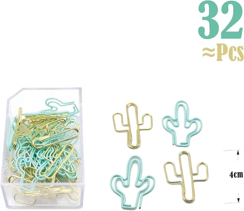 Vista 2 de Juego de clips y clips de papel azul dorado (3 en 1 en caja), para suministros escolares de oficina, profesores, aula, uso diario