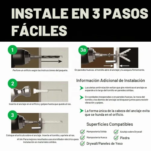 Vista 6 de TOGGLER Alligator AF6 ancla bridada con tornillos, polipropileno, fabricada en EE. UU., para tamaños de sujetadores de #6 a #12 (20)