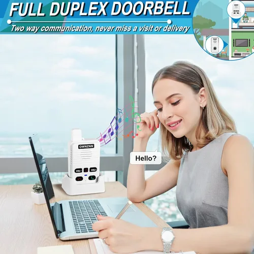 Vista 3 de Timbre inalámbrico, receptor interior adicional para ampliar el sistema de timbre OWNZNN Doorbell, intercomunicador de conversación manos libres