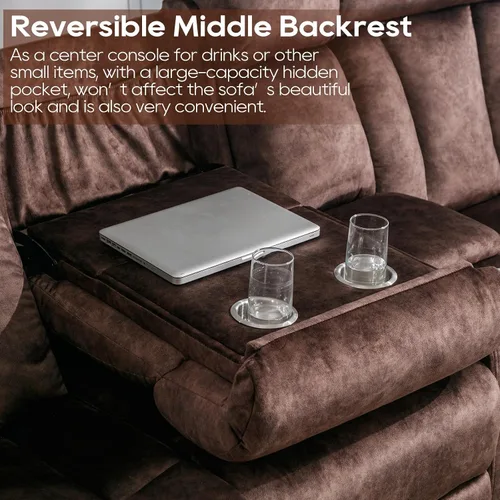 Vista 6 de GUEAPY Sofá reclinable con calor y masaje, sofá reclinable con mesa abatible, sofá reclinable de 3 plazas para sala de estar, asientos de cine