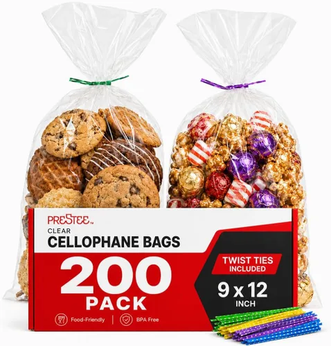 Vista 13 de Prestee Bolsas de celofán transparente autosellantes – Paquete de 200 bolsas de plástico transparente para embalaje, golosinas, regalos y bolsas