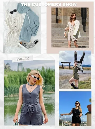 Vista 3 de Dokotoo - Enterizo para mujer, con cuello halter, sin mangas, estampado floral y color sólido