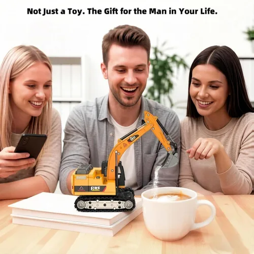 Vista 6 de mini RC Excavator Toy 1:64 Vehículo de construcción de aleación de control remoto
