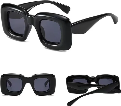 Vista 2 de MYSNKU Street Photography UV400 Gafas de sol con forma cuadrada para mujeres y hombres, gafas de sol con marco grueso para fiestas