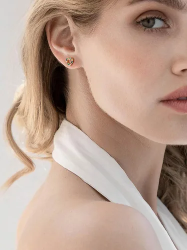 Vista 3 de SWEETV Aretes de plata de ley 925 para mujer, hipoalergénicos con corazón y flores, aretes de circonita cúbica para mujer, boda, fiesta, diario