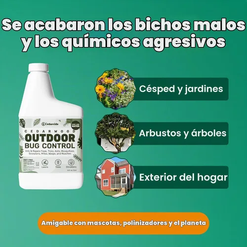 Vista 6 de Cedarcide Concentrado de control de insectos al aire libre Mata y repele mosquitos, garrapatas, pulgas, ácaros y más con aceites esenciales