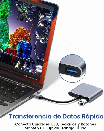 Vista 8 de Adaptador USB C a HDMI dual, divisor HDMI de 4K a 60Hz para monitores duales, pantalla extendida, carga PD de 100 W, puerto USB-A, Windows admite