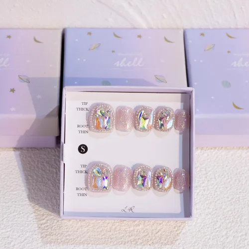 Vista 25 de LIGHT RAIN - Uñas a presión medianas con diseño de galaxia Andromeda, de lujo, reutilizables, de siete capas, con acabado UV, uñas postizas hechas a