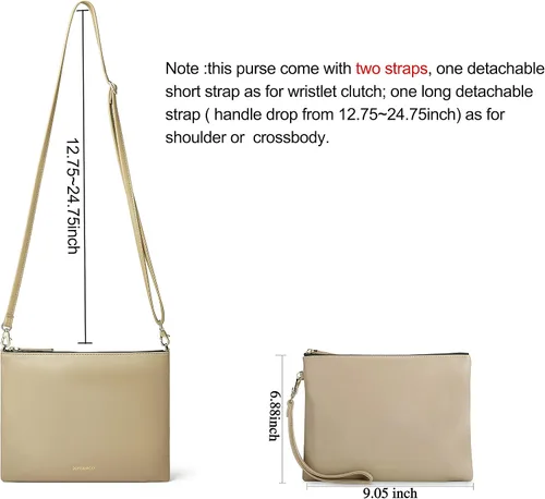 Vista 4 de DORIS&JACKY Bolso de mano de piel de cordero para mujer, grande, suave, con correa