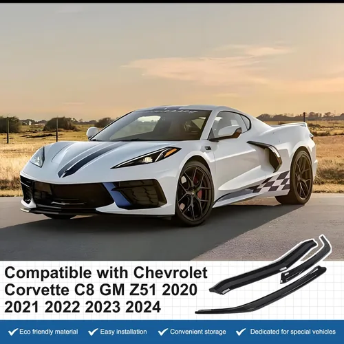 Vista 7 de Parachoques delantero inferior de repuesto compatible con Chevrolet Corvette C8 GM Z51 2020-2024 plástico ABS 3 piezas parachoques delantero