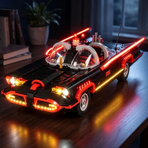 Vista 6 de Kit de luz LED compatible con Lego Batman Classic TV Series Batmobile 76328 bloques de construcción, control remoto actualizado, solo luces, juego