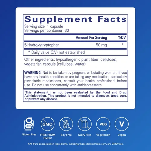 Vista 2 de Suplemento Pure Encapsulations, 5 hidroxitrptófano , 1, 1