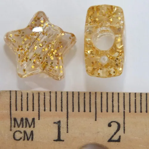 Vista 2 de Star Beads Gold Glitter Sparkle - Cuentas de pony de 0.512 in fabricadas en Estados Unidos