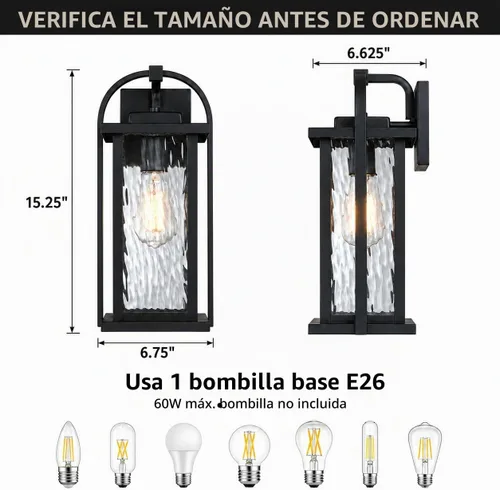 Vista 2 de Lámpara de pared para exteriores de 15 pulgadas, luz negra