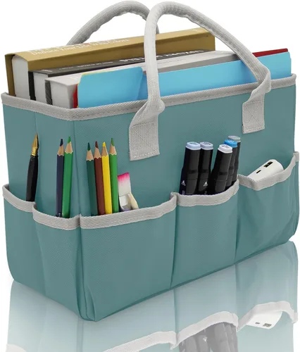 Vista 13 de Cupohus - Bolsa de almacenamiento para organizador de arte y manualidades con bolsillos y asas, organizador portátil de tela Oxford para maestros