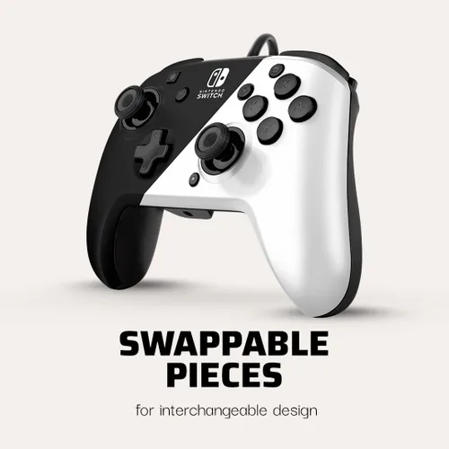 Vista 2 de PDP Gaming Faceoff Deluxe+ Wired Switch Pro Controller - Officially Licensed by Nintendo - OLED Model- BlackWhite - Nintendo Switch