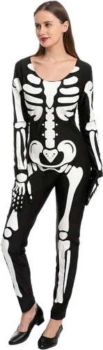 Vista 3 de Spooktacular Creations Disfraz de esqueleto para mujer con patrones brillantes para fiesta de disfraces de Halloween