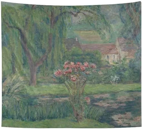 Vista 8 de WIHVE Tapiz de pared con diseño de rosas Monet, para colgar en la pared, 60 x 40 pulgadas