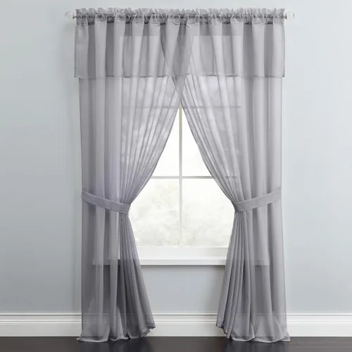 Vista 11 de BrylaneHome BH Studio - Juego de cortinas de gasa transparente de 5 piezas, 60 pulgadas de ancho y 63 pulgadas de largo, hojas de otoño