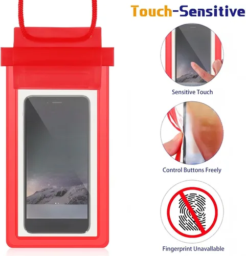 Vista 4 de Flutesan Paquete de 50 bolsas transparentes impermeables para teléfono, funda universal impermeable para teléfono, bolsa seca con cordón