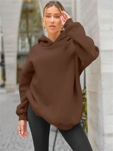 Vista 4 de EFAN Sudaderas con capucha de gran tamaño para mujer, sudaderas de forro polar con capucha, suéteres casuales y cómodos, ropa de moda de otoño 2024