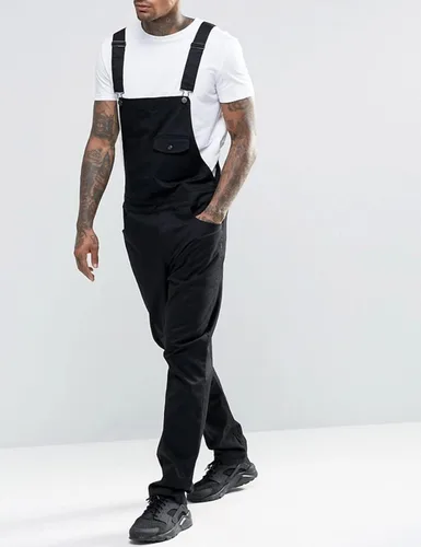 Vista 3 de Snoly Monos casuales de algodón para hombre con correas de hombro con pechera de camuflaje, pantalones largos