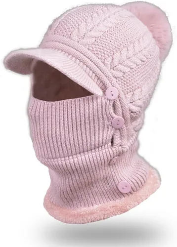 Vista 56 de HUAMULAN Gorro de invierno de una pieza para mujer, pasamontañas de forro polar, pasamontañas, máscara facial, bufanda, orejeras, esquí, nieve