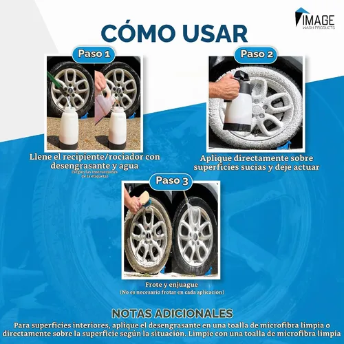 Vista 3 de Image Wash - Desengrasante espumoso multiusos en espray resistente para quitar grasa y aceite para bahías de motor, neumáticos, encimeras de cocina