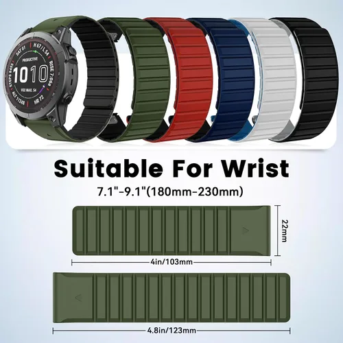 Vista 4 de ISABAKE Correa de reloj de silicona QuickFit de 0.866 in para Garmin Fenix 7/6 Pro/5 Plus