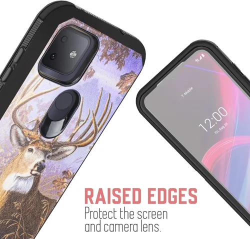 Vista 4 de Funda protectora híbrida para T-Mobile Revvl 5G a prueba de golpes con función atril de pantalla integrada y clip para cinturón, funda protectora