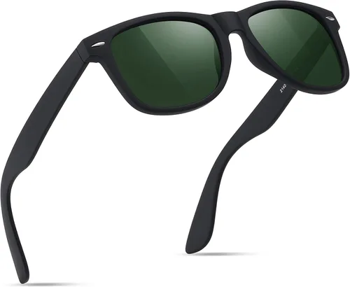 Vista 34 de FEIDUSUN Lentes de sol polarizados para hombre y mujer, lentes de sol retro negros para conducir, pescar, protección UV