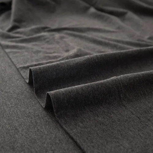 Vista 4 de Pure Era - Sábana plana de punto de jersey 100% algodón, supersuave, cómoda, transpirable (1 paquete, tamaño Queen, gris carbón)