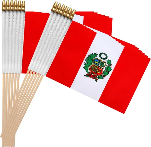 Vista 5 de TSMD Mini banderas de mano con bandera peruana, 5 x 8 pulgadas, paquete de 12