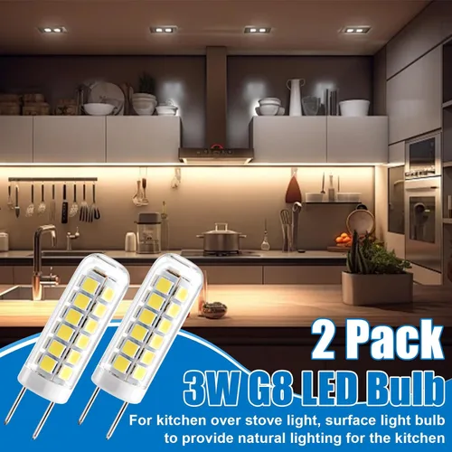 Vista 7 de Paquete de 2 bombillas LED G8 para microondas GE, 3 W, 120 V, 330 lúmenes, luz diurna 6000 K, reemplazo halógeno regulable de 25 W, compatible