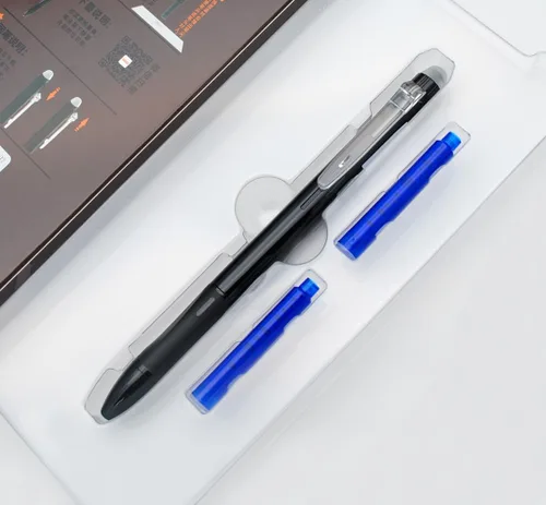 Vista 5 de OASO K019 - Juego de pluma estilográfica retráctil borrable de 0.020 in con 2 cartuchos de tinta azul, escritura suave para estudiantes escolares