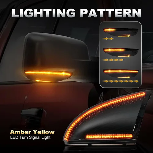 Vista 7 de Para Dodge Ram 1500 2009-2018, Ram 2500 3500 2010-2018 Espejo lateral Señal de giro blanco DRL Luz de remolque Asamblea Blinker Puddle Lamp Lente