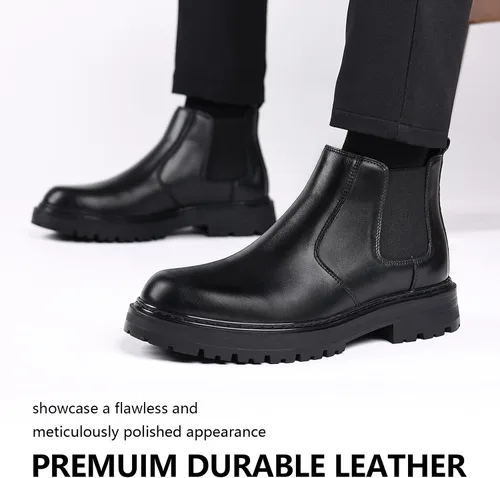 Vista 5 de Holy dove Botas Chelsea con plataforma y puntera ancha para hombre, botas casuales de vestir al tobillo