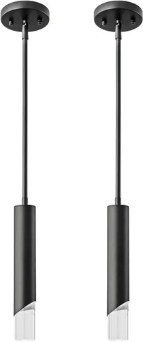 Vista 16 de Luces colgantes modernas en la cocina, mini lámpara colgante negra para dormitorio, mesita de noche, candelabro pequeño, lámpara colgante de techo