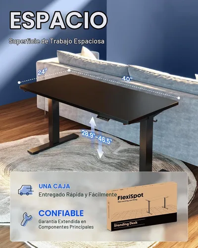 Vista 5 de FLEXISPOT EN1 - Escritorio de pie de una pieza, 40"x24" de escritorio sin costuras, eléctrico, altura ajustable para oficina en casa, salas de Negro
